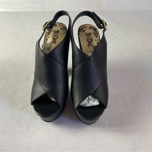 Black Peep Toe Platform Sandals women size 8 NWT 4” heel - Picture 1 of 6